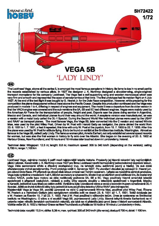 Vega 5 „Lady Lindy“ – Special Hobby SH72422 – 1/72 – Kitchecker