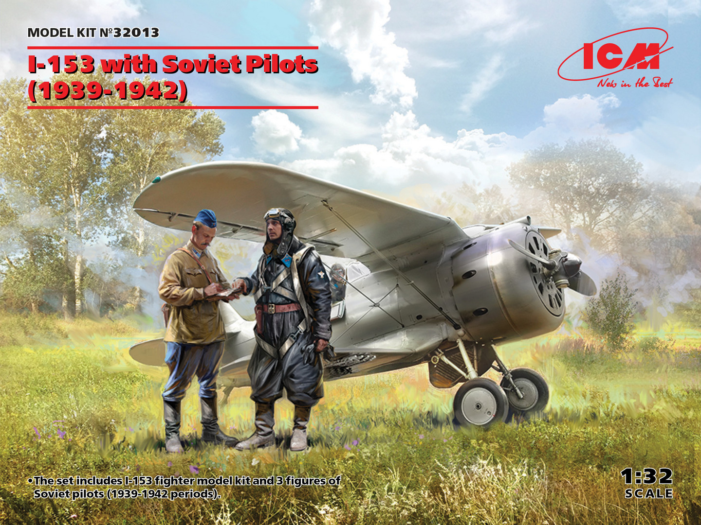 Plastic Model Kit - Scale 1/32 I-16 type 24 with outlets Soviet Pilots (1939-1942) Plastic airplane kit / Fighter aircraft model kit ICM 32007 Hobby