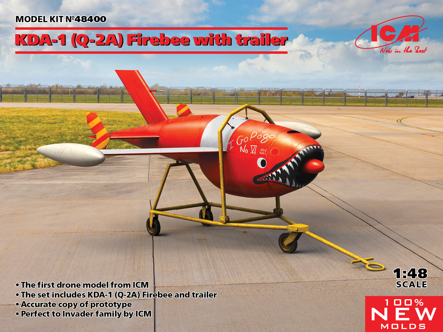 Maquette Avion Drone KDA-1 (Q-2A) Firebee US - Échelle 1/48 ICM 48402 - Comme Neuf - Fabriqué En Ukraine