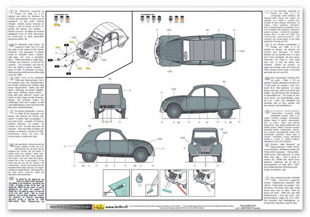 HELLER 80175 CITROEN 2CV BUILD MODEL - SCALE 1/43