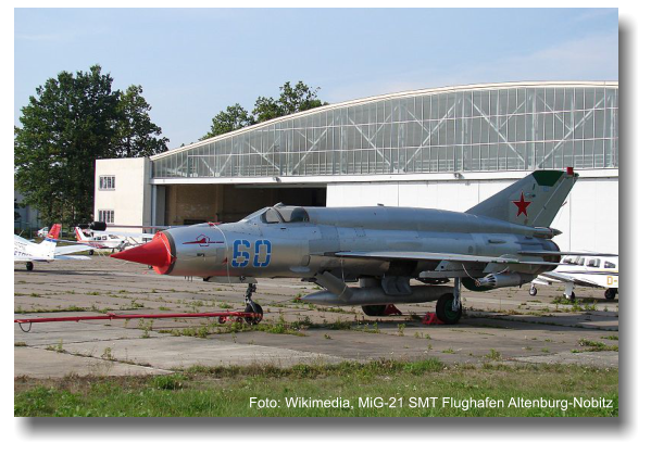 Foto: Wikimedia, MiG-21 SMT Flughafen Altenburg-Nobitz