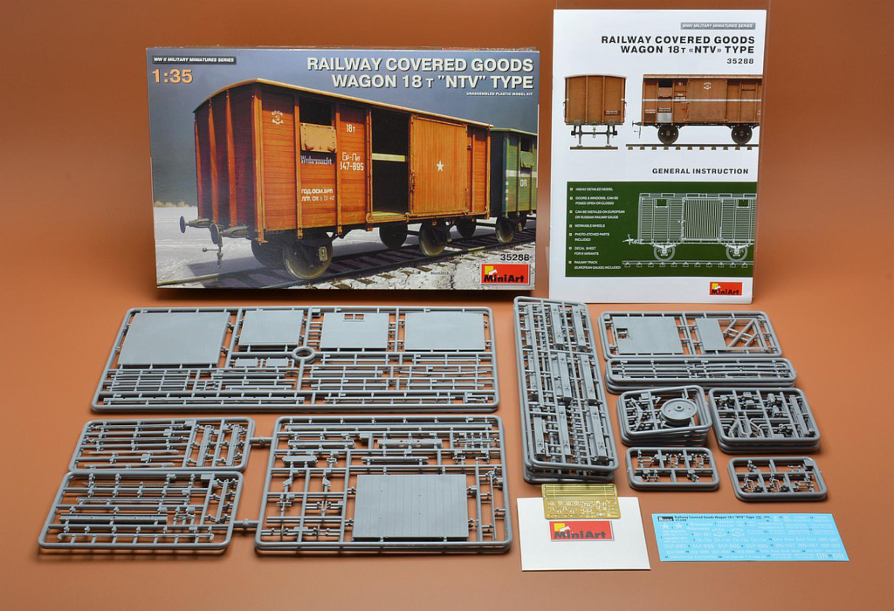 MiniArt 35288 - RAILWAY COVERED GOODS WAGON 18t “NTV” TYPE 1/35